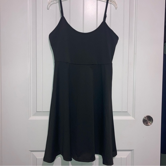 Basic Black Skater Dress Adjustable Straps - Picture 2 of 5